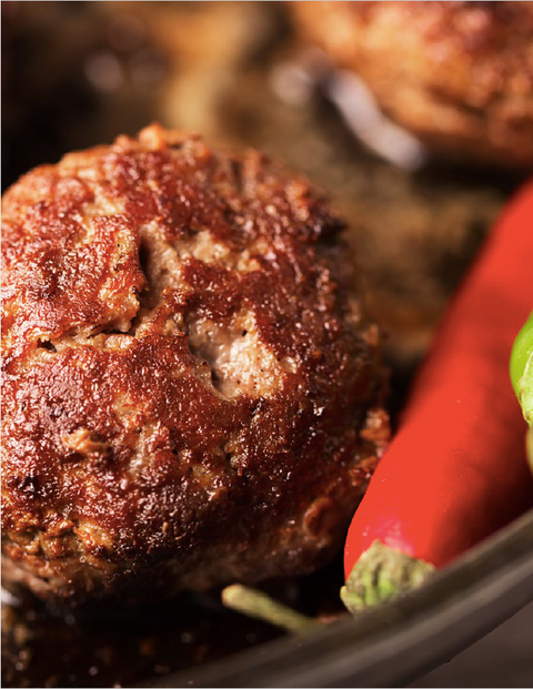 LAMB MEATBALLS W ROASTED RED PEPPER & TAHINI DIPPING SAUCE