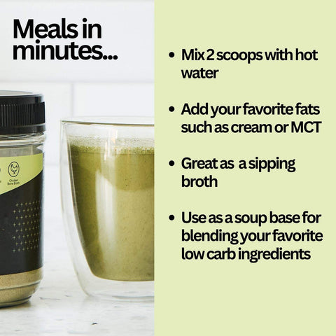 Zesty Greens Bone Broth Collagen Soup with Medium Spice, 14.8oz - Nutrient-rich with kale, jalapeno, and 18g of protein.