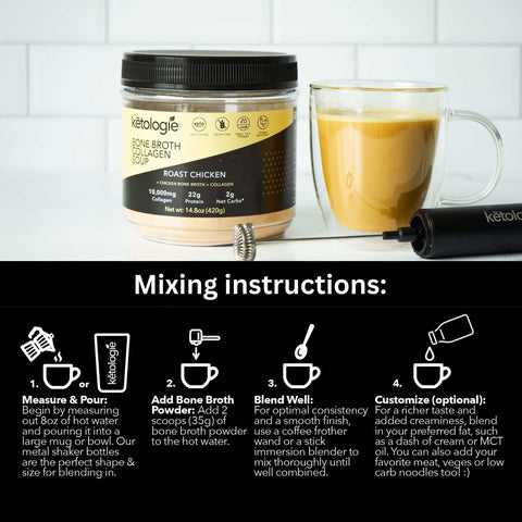 Roast Chicken Bone Broth Collagen Soup 14.8oz - High Protein, Low Carb, Collagen-Rich.