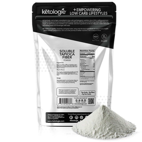 Soluble tapioca fiber powder for low-carb diets, offering resistant starch and mild sweetness.