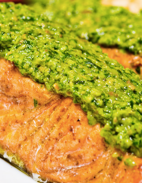 Baked Salmon with Pesto