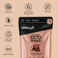 Chocolate Collagen Keto Shake pack with prebiotics, no artificial sweeteners, and soy-free features.