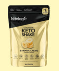 Banana Creme Collagen Keto Shake packaging with low-carb, keto-friendly label and banana imagery.
