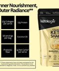 Collagen Keto Shake banana creme flavor with 12g protein, 12g collagen, low carb, no artificial sweeteners, keto protein powder.