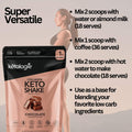 Chocolate Collagen Keto Shake - 28.5oz pack, versatile keto product for shakes, coffee, and smoothies, featuring Type I & III collagen, rich chocolate flavor.
