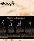 Salted Caramel Collagen Keto Shake with mixing instructions and customization options for optimal keto nutrition.