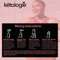 Mixing instructions for Strawberry Collagen Keto Shake with keto protein powder, enhancing meal replacement shakes.