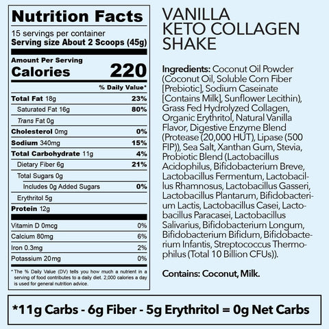 Vanilla Keto Collagen Shake (With Probiotics & Enzymes) - 23.8oz