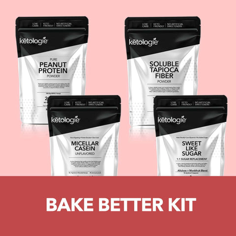 Bake Better Kit with protein powders and fiber for keto baking.