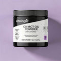 C8 MCT Oil Powder jar with coconut-based, unflavored keto supplement for coffee, smoothies, and cooking