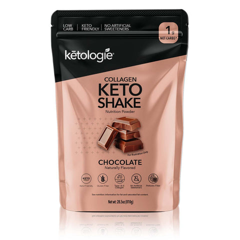 Protein Power Stack featuring a chocolate collagen keto shake.