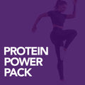 Protein Power Stack promotional image featuring a person exercising.