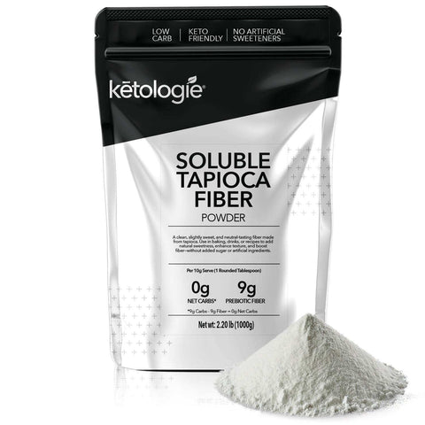 Soluble Tapioca Fiber Powder package with resistant starch, keto-friendly, and low-carb benefits.