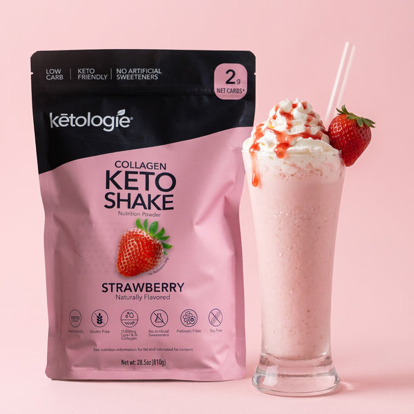 Keto Protein Powder - Strawberry Collagen Shake | Low Carb – Ketologie