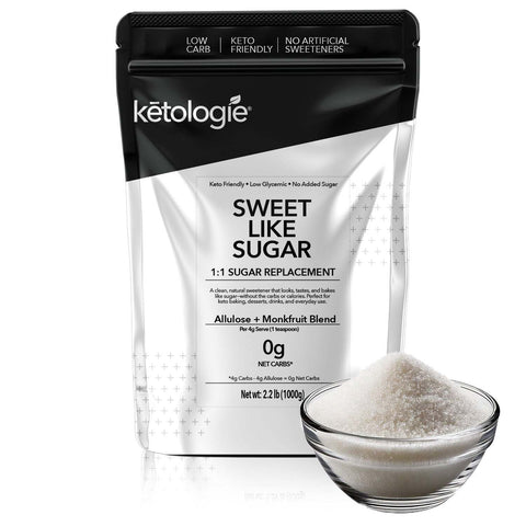 Sweet Like Sugar 1:1 sugar replacement with allulose and monk fruit for keto-friendly, low-carb diets.