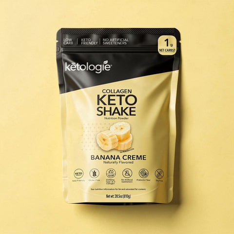 Banana Crème Collagen Keto Shake with grass-fed keto protein powder and healthy fats