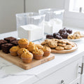 Assorted keto baked goods on a kitchen counter with baking ingredients.