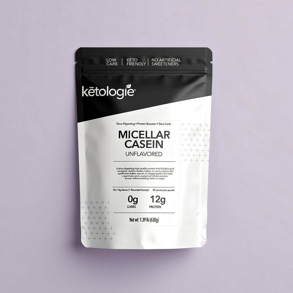 Micellar Casein Protein powder container unflavored for slow-digesting protein recipes
