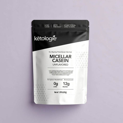 Micellar Casein Protein powder container unflavored for slow-digesting protein recipes