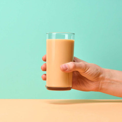 Salted Caramel Collagen Keto Shake in glass, perfect keto protein powder.