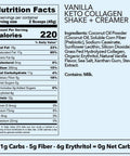 Keto Shake - Vanilla Collagen Shake + Creamer 28.5oz nutrition facts and ingredients.